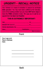 Urgent Recall Postcards