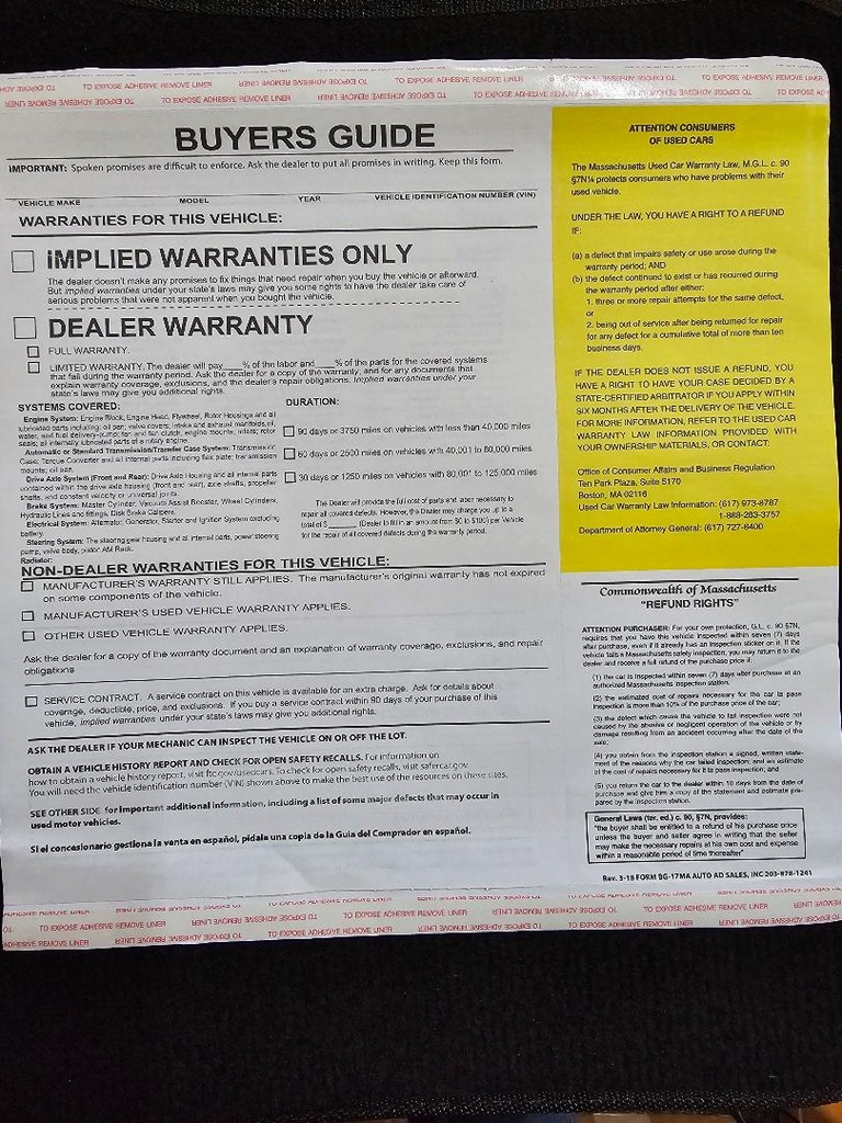 Massachusetts Buyers Guide BG-17MA