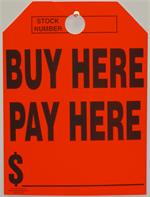 Mirror Hang Tags -  Fluorescent Red -  Buy Here / Pay Here