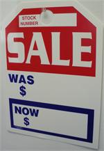 Mirror Hang Tag - Sale Was / Now - Red, White & Blue