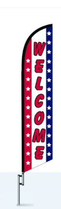 Welcome Red White Blue Stars Swooper Flag