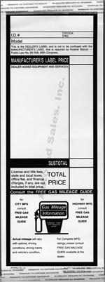 Dealer Addendum Stickers Add On Label DL3